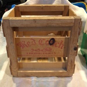 Vintage red coach Cantelope wood shipping crate